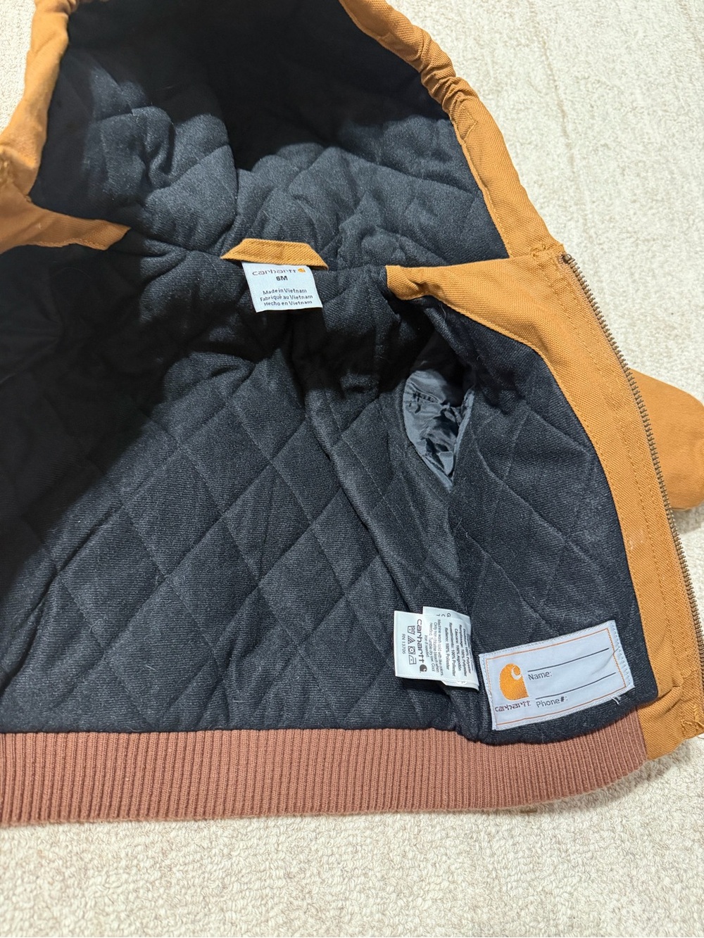 Carhartt Canvas Insulated Hooded Brown Baby Jacket NWOT - Picture 4 of 5